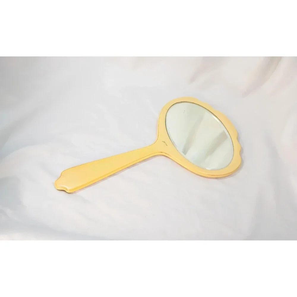 Vintage Fairfax Ivory Fiberloid Beveled Hand Mirror 14